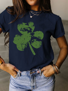 Trendy Women Clover Crop T-Shirt - Floral Patterns & Colors