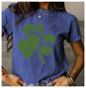 Trendy Women Clover Crop T-Shirt - Floral Patterns & Colors