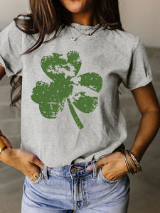 Trendy Women Clover Crop T-Shirt - Floral Patterns & Colors