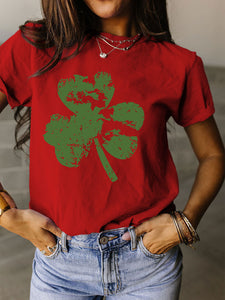 Trendy Women Clover Crop T-Shirt - Floral Patterns & Colors