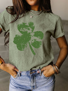 Trendy Women Clover Crop T-Shirt - Floral Patterns & Colors