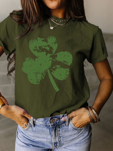 Trendy Women Clover Crop T-Shirt - Floral Patterns & Colors