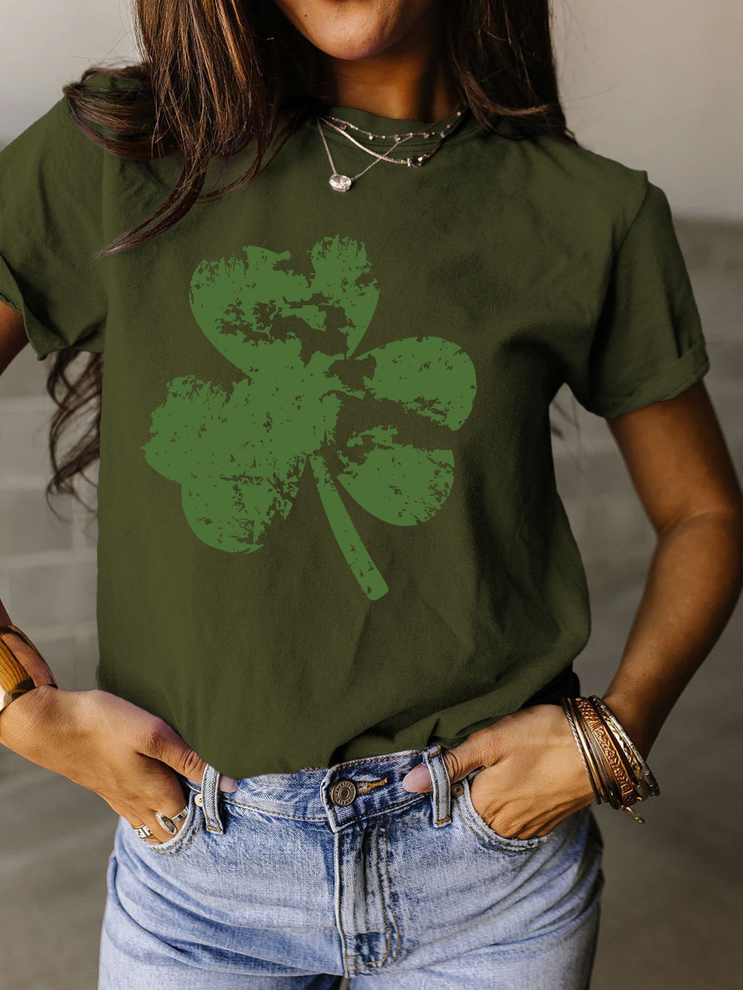 Trendy Women Clover Crop T-Shirt - Floral Patterns & Colors