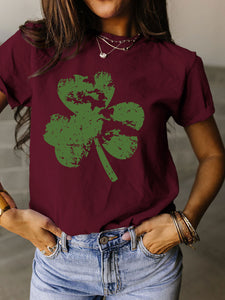 Trendy Women Clover Crop T-Shirt - Floral Patterns & Colors