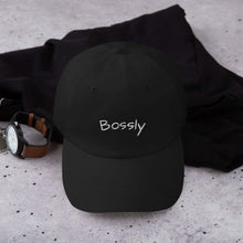 Load image into Gallery viewer, Bossly Black Cap With White Embroidery
