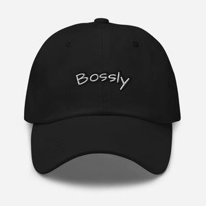 Bossly Black Cap With White Embroidery