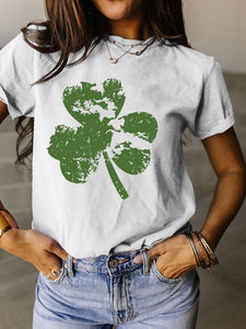 Trendy Women Clover Crop T-Shirt - Floral Patterns & Colors