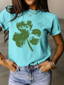 Trendy Women Clover Crop T-Shirt - Floral Patterns & Colors