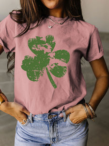 Trendy Women Clover Crop T-Shirt - Floral Patterns & Colors